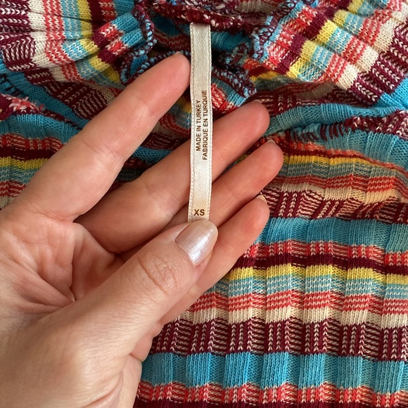 Free People Striped Mock Neck Long Sleeve Shirt/Sweater - Picture 4 of 7